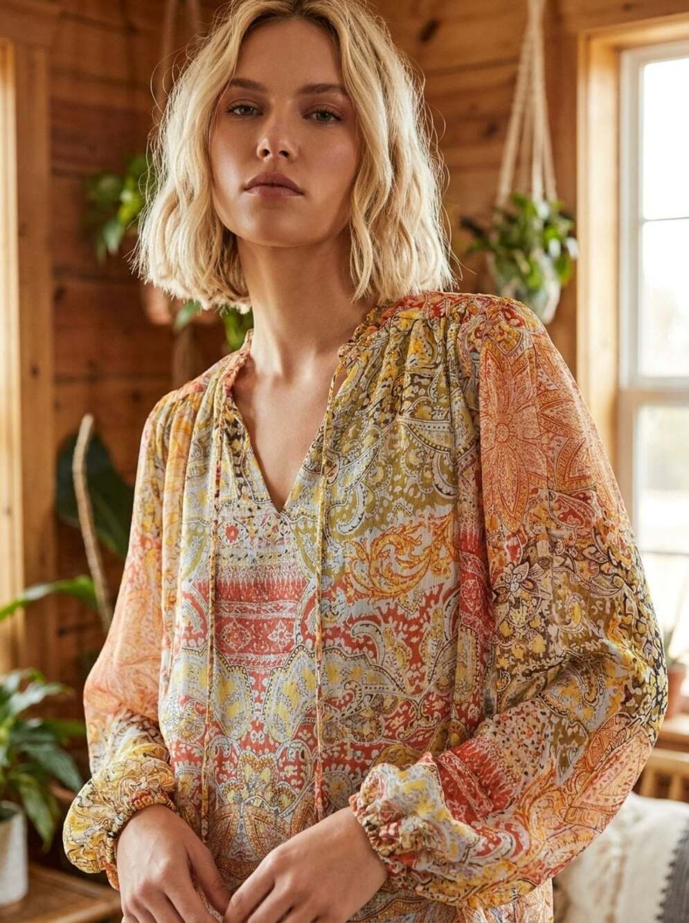 NEW Rachel Zoe Women's Paisley Print Long Sleeve Blouse Size L - EK